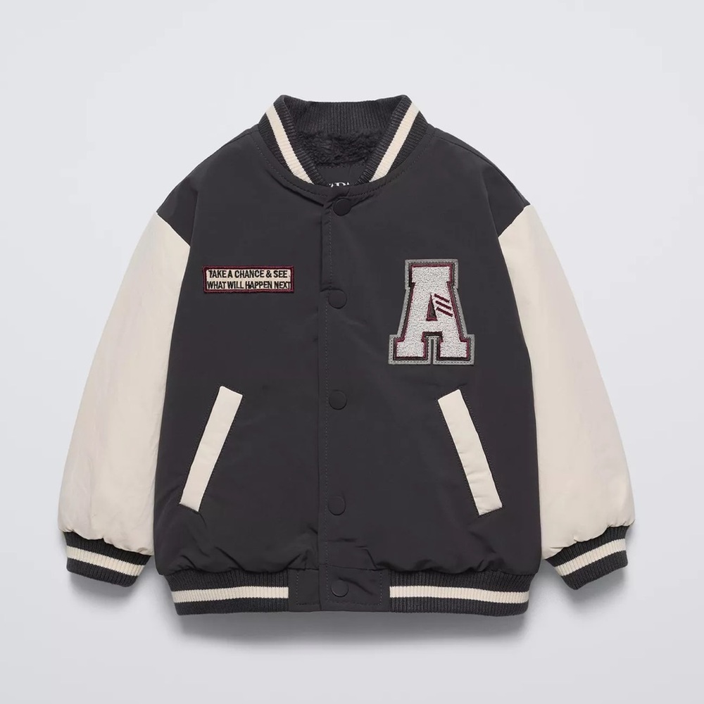ZARA TODDLER FLEECE LINED VARSITY BOMBER JACKET!